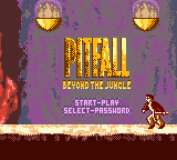 Pitfall Beyond the Jungle title screen for GameBoy Color